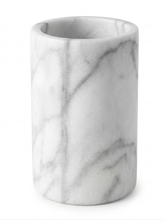 Vintage Other - Genuine Marble Utensil Holder Crock Kitchen Modern Organic White Gray